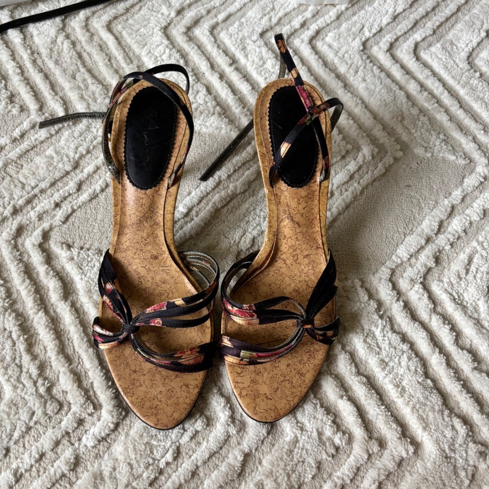 Y2K Euro Summer Wooden Lace Up Kitten Heels